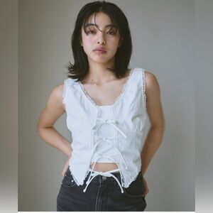 Glowny cotton tie up bustier blouse size small